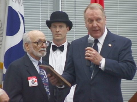 Project Chariman Jack Cherne accepts 
             award of appreciation from Bill Withycombe